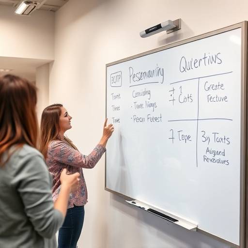 Person giving a presentation at a whiteboard